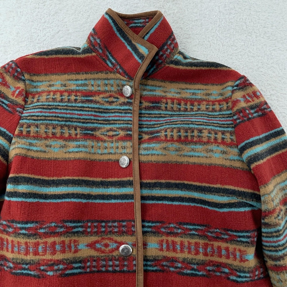 Upcountry by Du Monde Jacket Womens‎ Large Red Southwestern Aztec Button Front